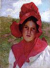Edward Henry Potthast Girl in a Red Bonnet painting